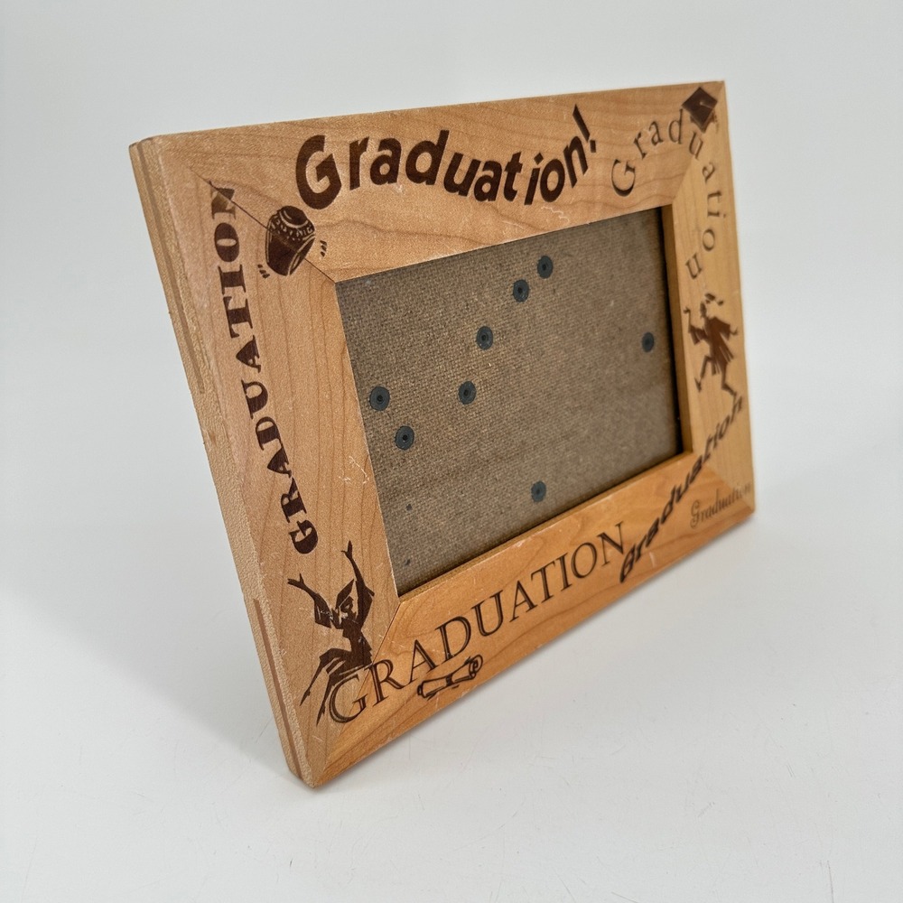 Wooden Graduation Picture Frame 4x6 Etched Wood Tabletop Decor 409-46
